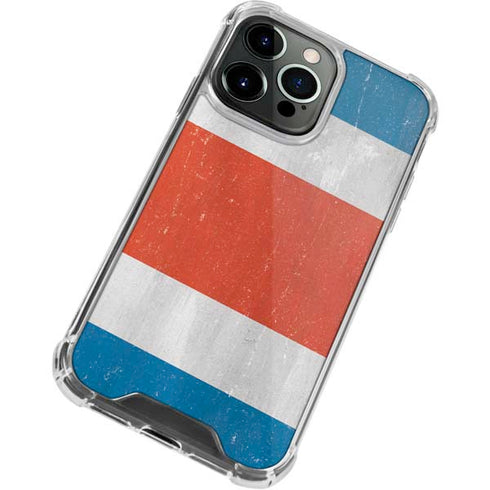 Costa Rican Flag Distressed iPhone 13 Pro Max Clear Case